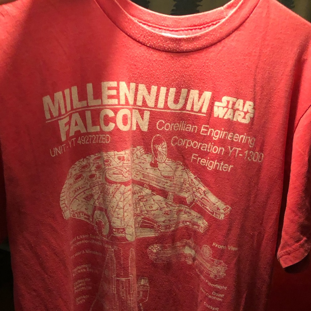 Star Wars T Shirt Med. Millennium Falcon Diagram V. Soft Comfy Vintage Vibes Tee